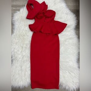 Pencil skirt and top red suit Size S/M